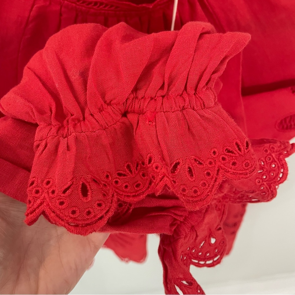 NWT Ulla Johnson Louisa Eyelet Ruffle Linen Blend Top in Poppy.     22 - Picture 7 of 14